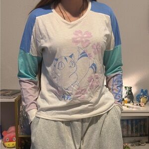 Colorful Long Anime Sleeve Graphic Tee